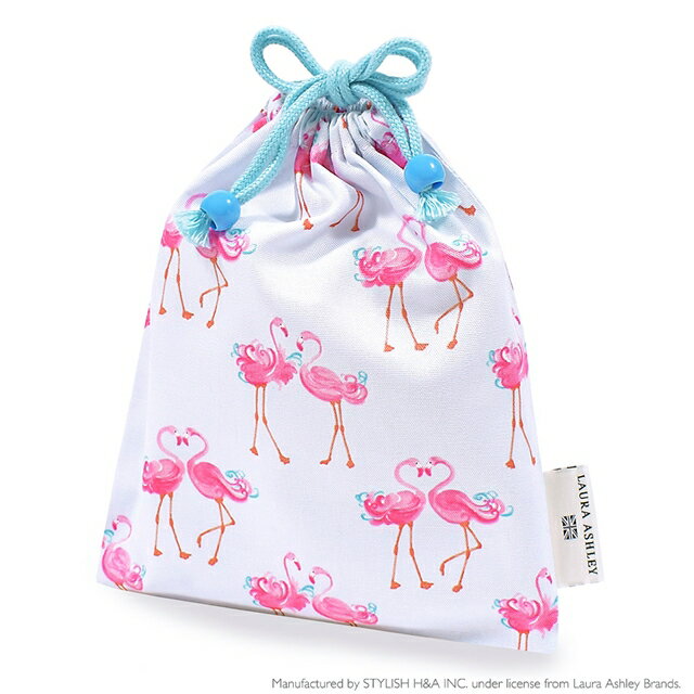 【SALE 30 OFF】【ゆうパケット配送】LAURA ASHLEY 巾着 中 マチ無し給食袋 Pretty Flamingo 子供用 巾着袋 中 小学校 お 袋 袋 給食 袋 小学生 入学 道具袋 巾着 マチ 幼稚園 かわいい 入園準備 入園グッズ 小学校