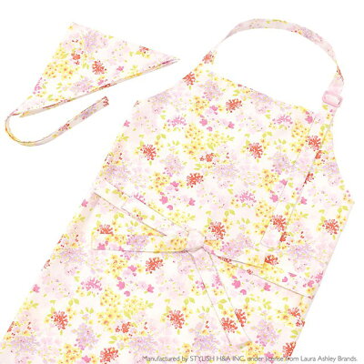 【まとめ割対象】 LAURA ASHLEY エプロン 150〜160 三角巾付き Amelie エプロン キッズ 子供 子どもエプロン 子供用エプロン 男の子 ゴム 小学生 こども 子ども 三角巾つき かぶるだけ 小学校