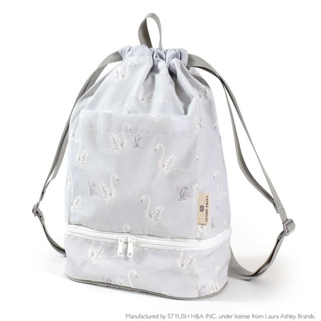 LAURA ASHLEY プールバッグ ナップサックタイプ 撥水 軽量タイプ Swans 子供用 プールバック キッズ 防..