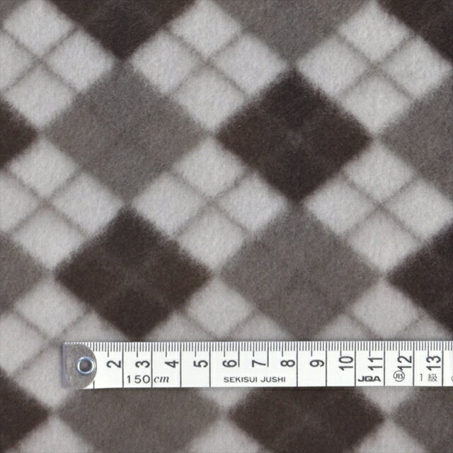 【5日限定10%OFFクーポン】商用利用可 生地 ブラック フリース アーガイル 黒 フリース生地