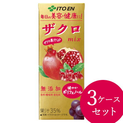 伊藤園 ザクロmix 200ml×72本 (24本×3ケース) 紙パック (送料無料) ザクロ ざくろ 柘榴 ジュース ドリンク ポリフェノール ウロリチン エラグ酸 無添加 美容 健康 手軽のサムネイル