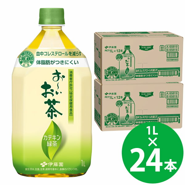 【特定保健用食品】伊藤園 お〜いお茶 カテキン緑茶 PET 1L×24本 (12本×2ケース) (送料無料 ※一部地域除く) トクホ 特保 ガレート型 カテキン コレステロール お茶