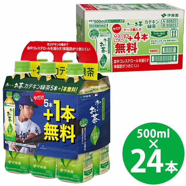 【特定保健用食品】伊藤園 お〜いお茶 カテキン緑茶 PET 500ml×24本(20本+おまけ4本) (送料無料 ※一部地域除く) トクホ 特保 ガレート型 カテキン コレステロール お茶