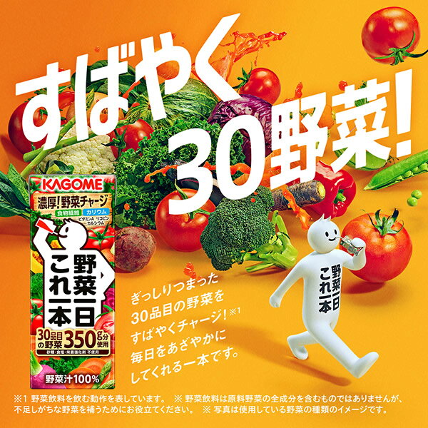 食彩創庫のカゴメ 野菜一日これ一本 200ml×96本 (24本×4ケース) (送料無料) KAGOME 紙パック 野菜ジュース 食物繊維 カリウム カルシウム ビタミンA リコピン｜アングル2