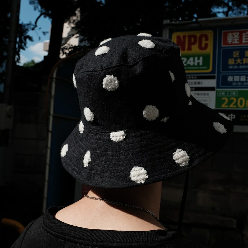 GREI. / WIDE BRIM BUCKET HAT DOT EMBROIDERY MIDNIGHT BLUE 24AW FW 送料無料