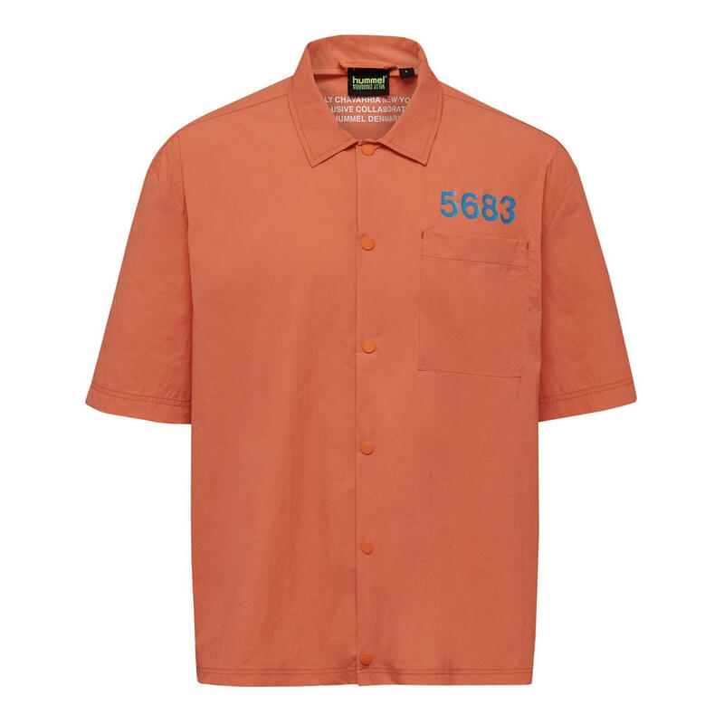 Willy Chavarria ウィリーチャバリア× hummel ヒュンメル HOME BOY SHIRT シャツ 半袖 SHOCKING ORANGE ショッキングオレンジ スポーツ MENS メンズ 送料無料