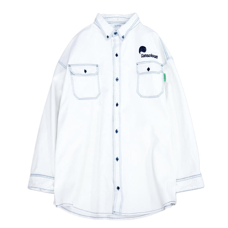 Willy Chavarria ウィリーチャバリア / BIG DADDY BUTTON DOWN WHITE BLEACH シャツ SHIRTS ブリーチ OUTER アウター デニム 送料無料当店通常価格：57,200円(税込)