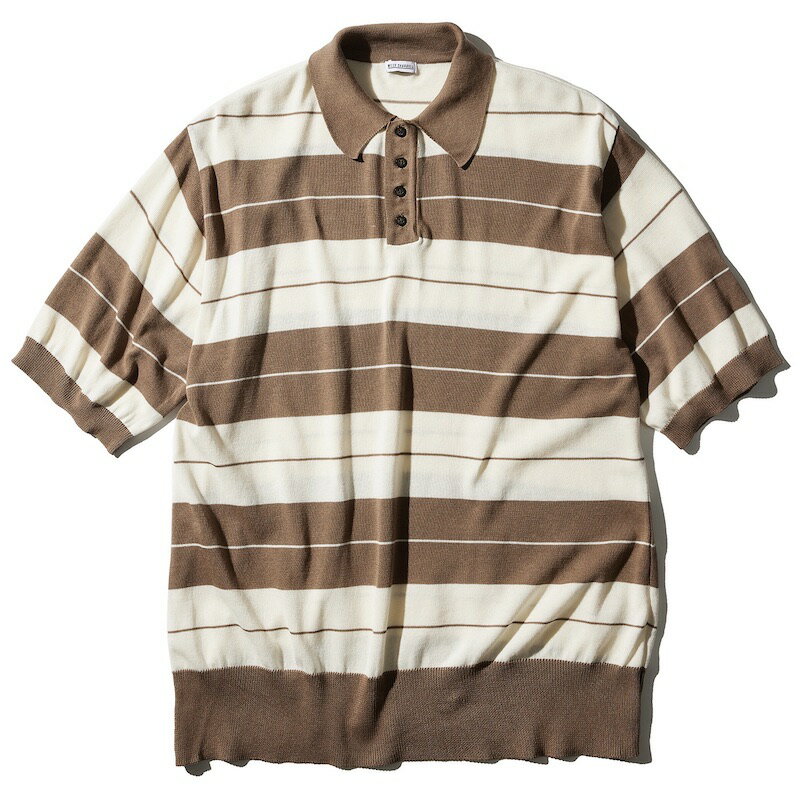 【SALE 40 OFF】WILLY CHAVARRIA / CHARLIE BROWN STRIPE SWEATER POLO BROWN SAND 送料無料当店通常価格：29,700円(税込)