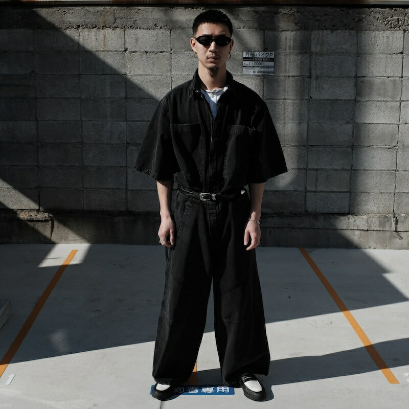 WILLY CHAVARRIA / WILLY JUMP SUIT WASHED BLACK 24SS 送料無料