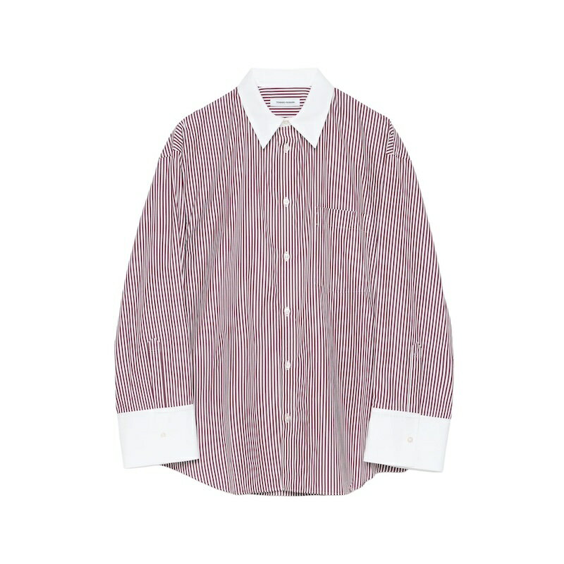 TENDER PERSON / STRIPE SUPIMA SHIRT BURGUNDY