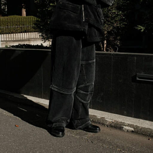 BONKNOW FREAKS / Faded Corduroy Detachable&Riders Five Pocket Pants BLACK 24AW 送料無料 BONKNOW FREAKS / Faded Corduroy Detachable&Riders Five Pocket Pants BLACK 24AW 送料無料