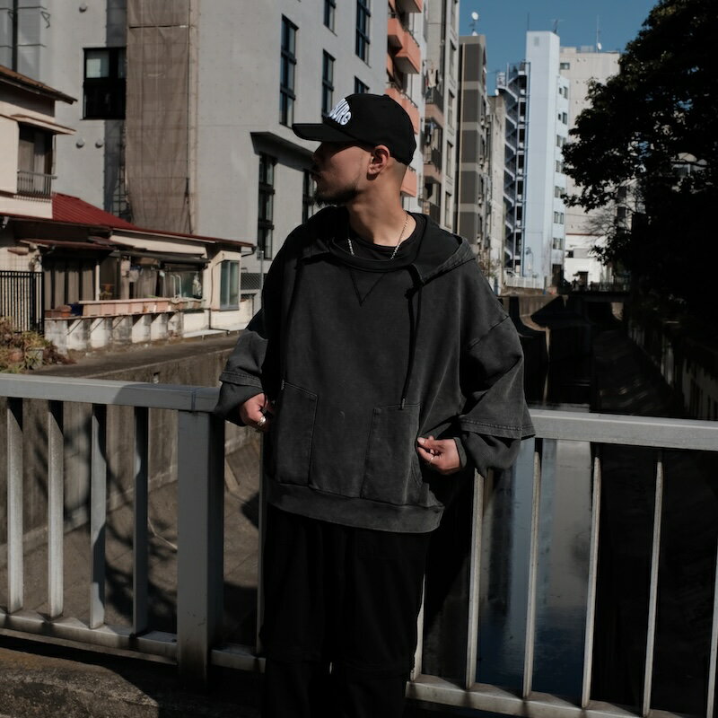 【倉庫在庫】INTODUSK / SWAMP HOODIE WASHED BLACK ORGANIC 25SS 送料無料