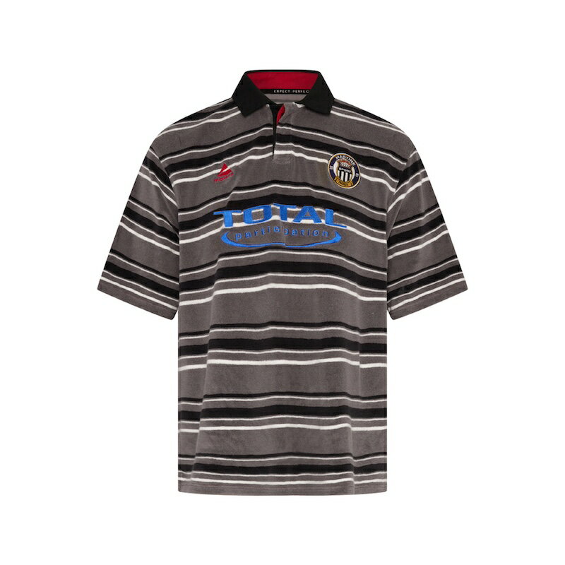 Martine Rose / OVERSIZED SS POLO GREY BLACK STRIPE 26SS