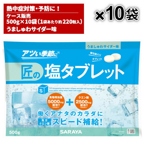 サラヤ SARAYA 匠の塩タブレット うましゅわサイダー味 500g 10袋入 28048