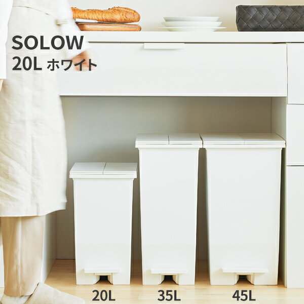 SOLOW ソロウ ペダルオープンツイン20L ホワイト キャスター付 DS-218-820-8