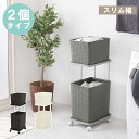 【ゴールデンウイーク期間限定!特別クーポン配布中!】ランドリーラック 2段 RAN-2427 3色 30cm×40cm キャスター付き バスケット カゴ 洗濯か...