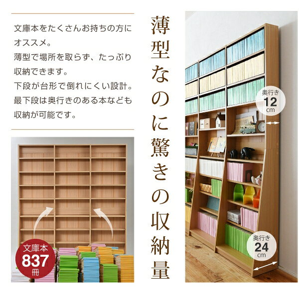 文庫本収納ラック FRM-0011 幅150cm 奥行き24cm 高さ180cm 1cmピッチ 可動棚 本棚 ブックシェルフ ブックラック マガジンラック CDラック DVD コミックラック A4 棚 ラック リビング ダイニング スリム コンパクト シンプル おしゃれ かわいい 韓国インテリア モダン 北欧 [3]
