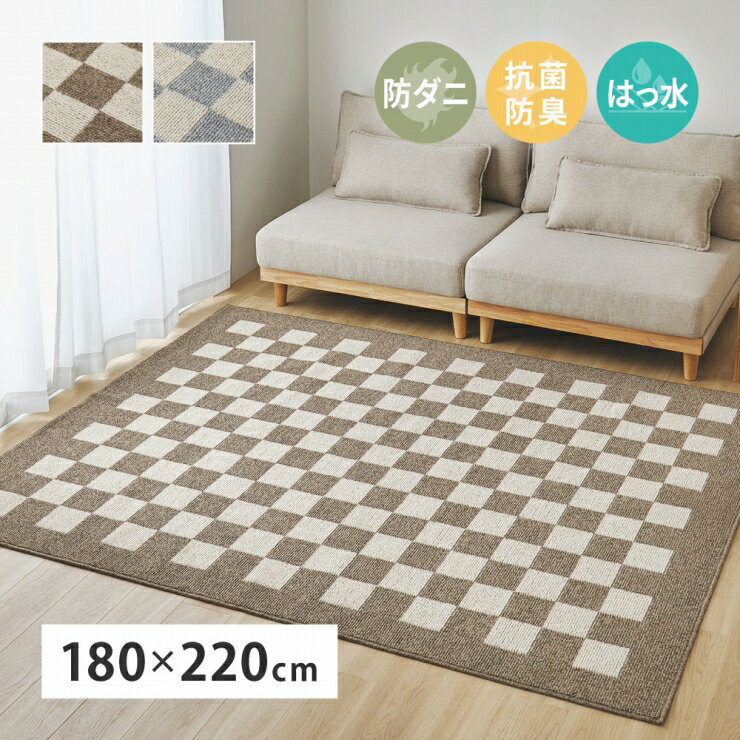 Rakuten - 【楽天スーパーSALE 期間限定！特別クーポン配布中！】ダイニングラグ モニカ 幅180cm 奥行き220cm 日本製 国産 抗菌 防臭 防ダニ はっ水加工 ホットカーペット対応 床暖房対応 長方形 ループパイル 玄関マット キッチンマット ラグマット 絨毯 上品 高級感