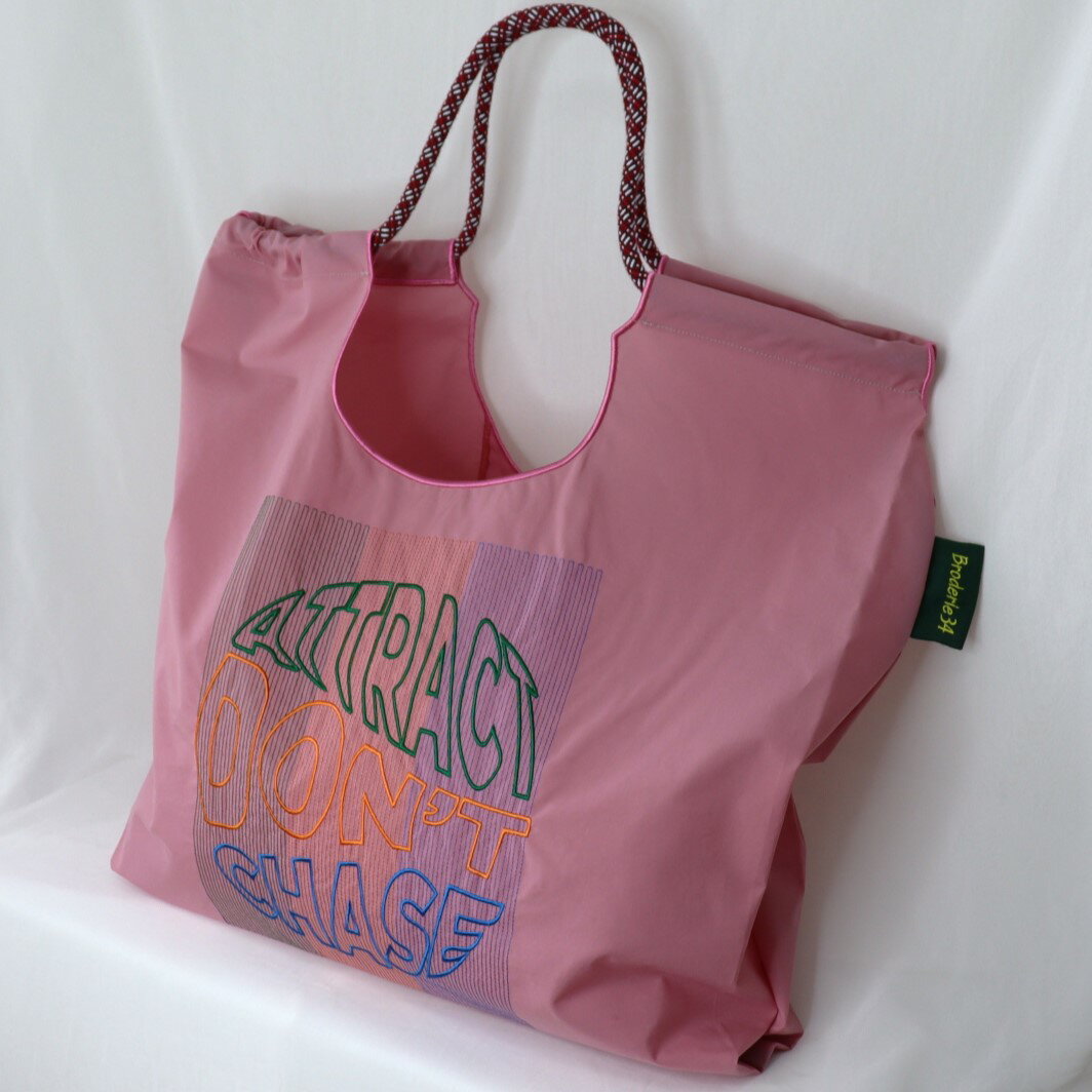 BRODERIE34オリジナルトートバッグ（ATTRACT DON'T CHASE）/ショッピングトート/Broderie34/ショッピングバッグ/刺繍/トート/かばん/大きめ/ジャガード刺繍/ジャカード刺繍/エレガント/レディース/1点もの