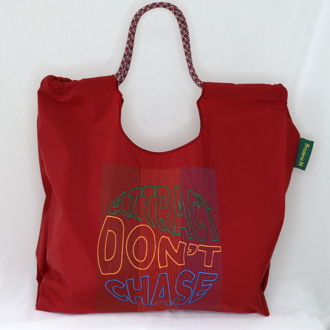 BRODERIE34オリジナルトートバッグ（ATTRACT DON'T CHASE）/ショッピングトート/Broderie34/ショッピングバッグ/刺繍/トート/かばん/大きめ/ジャガード刺繍/ジャカード刺繍/エレガント/レディース/1点もの