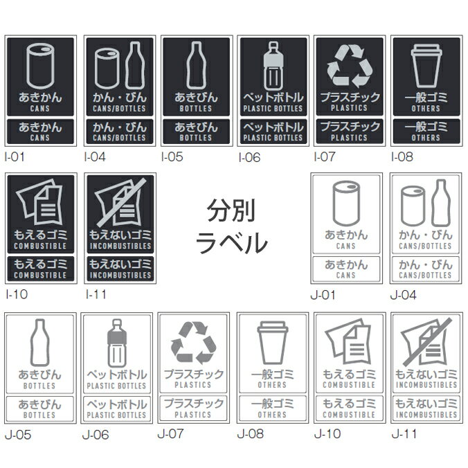 Rakuten - 表示シール 分別ラベル I J（1枚） 屋外・屋内用 ごみ ゴミ箱