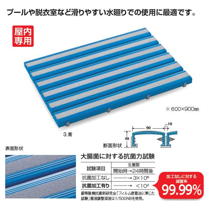 スノコ 業務用 抗菌すべり止め安全スノコ(組み立て品) 【600×1800mm】(テラモト MR-098-345)(浴室 ロッカールーム シャワー室 激安)(サイズオーダー対応商品) [2]