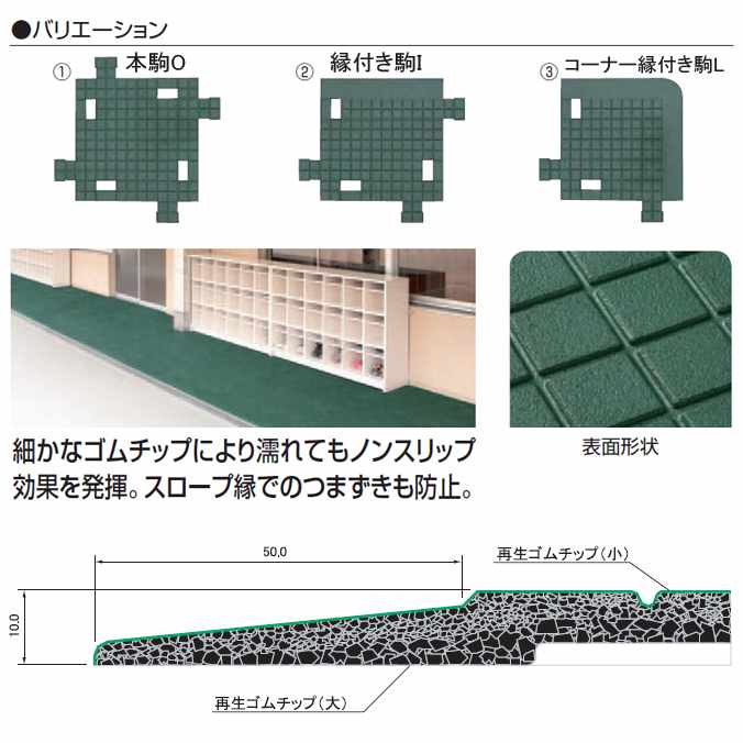 ジョイント式マット(業務用・柔軟構造) ハイクッションマット300(コーナー縁付き駒L)【300×300mm】(山崎産業 F-215-CF) (廊下 室内 小 激安)
