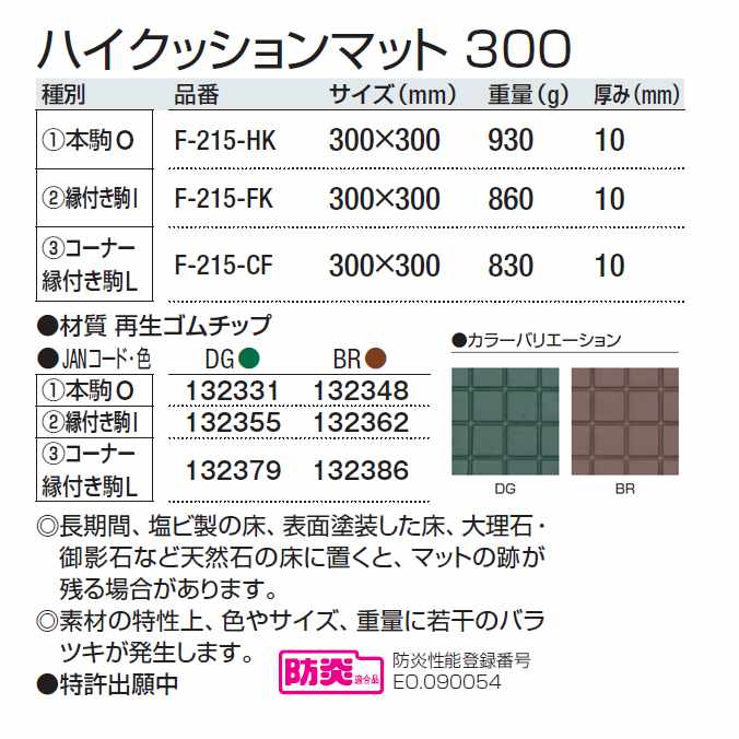 ジョイント式マット(業務用・柔軟構造) ハイクッションマット300(コーナー縁付き駒L)【300×300mm】(山崎産業 F-215-CF) (廊下 室内 小 激安)