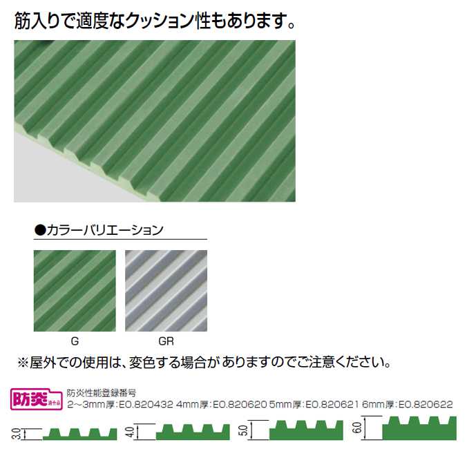 ゴム筋入長マット(6mm厚)(業務用 床面保護 防音 すべり止め 除塵）幅1000mm×10m (山崎産業 F-25-10-6)【代引き決済不可】