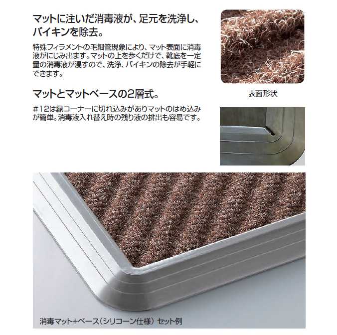屋内 業務用 消毒マット+ベース(シリコーン仕様) 【(セット)90×120cm】(山崎産業 F-38-S12BS) (耐薬品 室内 大 激安) [2]