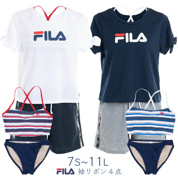 FILA フィラ レディース 水着 袖リボンTシャツ4点セット