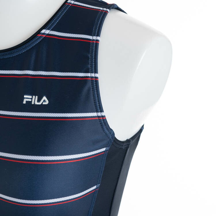 FILA フィットネス水着 レディース 水着 ボーダータンキニフルジップ上下セット めくれ防止 フィラ 大きいサイズ