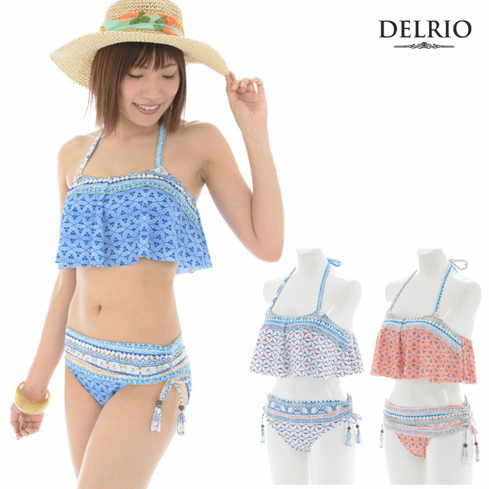 フレアトップ｜DELRIO フレアトップ水着 パネルエスニックボーダー レディース