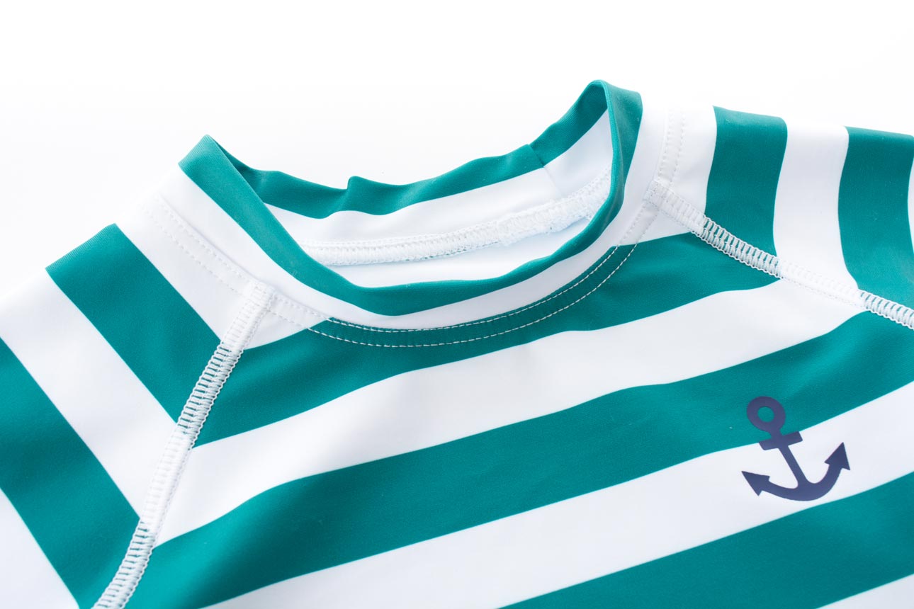 【Sandiaサンディア】子供水着男の子ラッシュガードセットグリーンボーダー