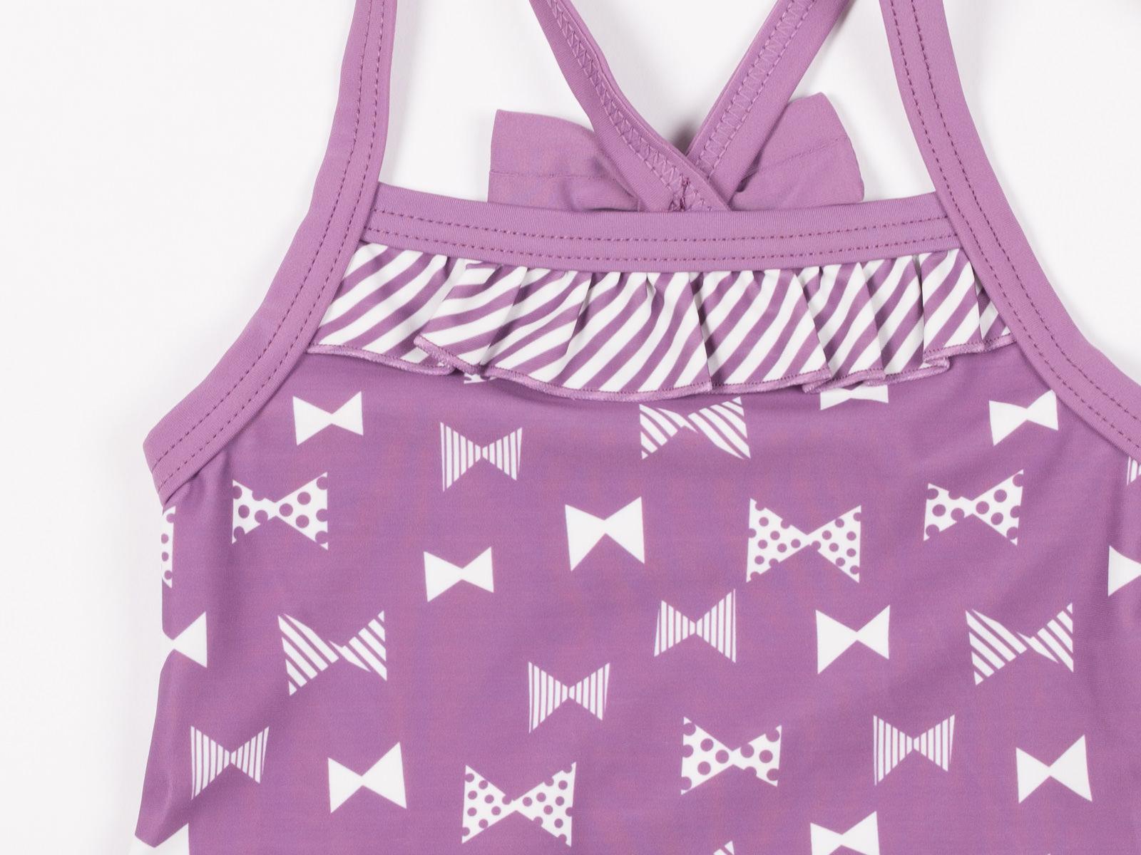 子供水着/リボンプリントワンピースキャップ付き【ベビー/女の子/レビューを書いて送料無料】【80,90,95】【シアンシアン/chienchien】