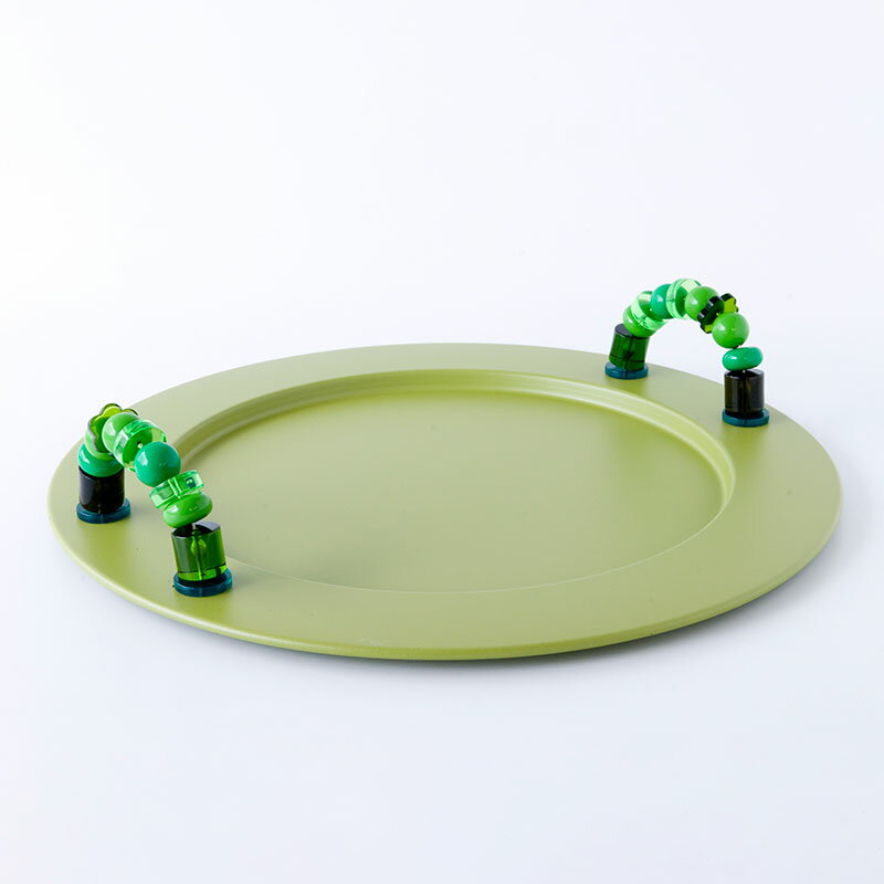 【廃盤品・希少】 アレッシィ ラウンドトレイ バロック 取っ手付き グリーン ALESSI Ba-rock AMSA23 GR ラウンドトレー 送料無料