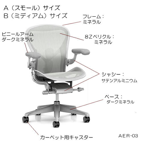 AER-03 Herman Miller ハーマンミラーアーロンチェア リマスタード　Aeron Chairs Remastered ミネラルフレーム ダークミネラルベース BBキャスター（Aサイズ）（AER1A13DWALPVPRSNADVPBBDVP23101） 【送料無料】_dp05