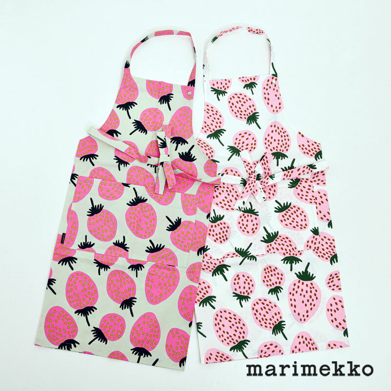 【セール20％OFF】 マリメッコ エプロン ピエニ マンシッカ ピンク グリーン ホワイト marimekko Pieni Mansikka おしゃれ 大人気 送料無料 _ss12