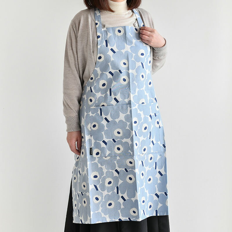 マリメッコ エプロン ミニ ウニッコ ブルーグレー×クリーム 日本限定 marimekko Mini Unikko おしゃれ かわいい くすみカラー ニュアンスカラー 人気 フリーサイズ 送料無料のサムネイル