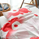 マリメッコ デュベカバー ピローケースセット 1セット ウニッコ ハイヴァディス ホワイト×レッド marimekko Unikko Haivahdys 掛け布...