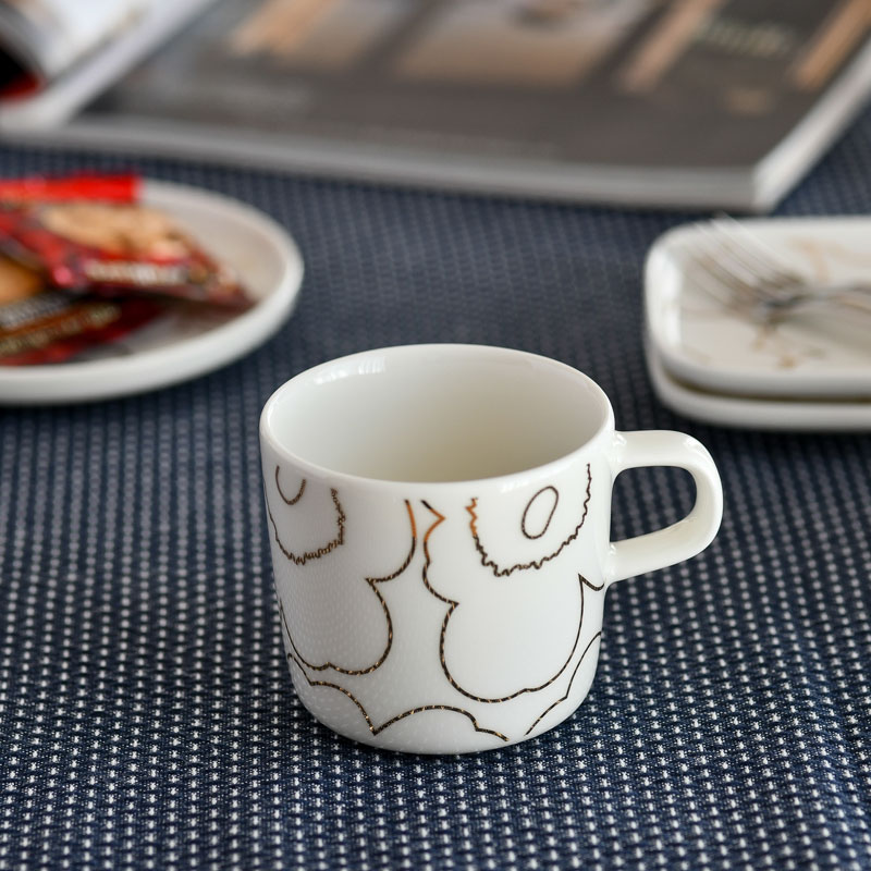 マリメッコ コーヒーカップ 200ml ウニッコ ベージュ×シルバー marimekko UNIKKO おしゃれ 大人気 ベージュ×プラチナ 食器 ギフト プレゼントのサムネイル