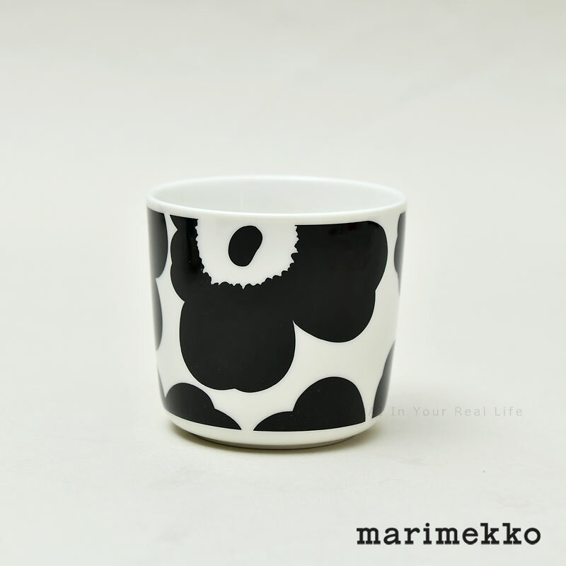 マリメッコ ラテマグ ウニッコ 200ml 1個 キャニスター コーヒーカップ ハンドルなし ブラック×ホワイト marimekko UNIKKO マグ おしゃれ 人気