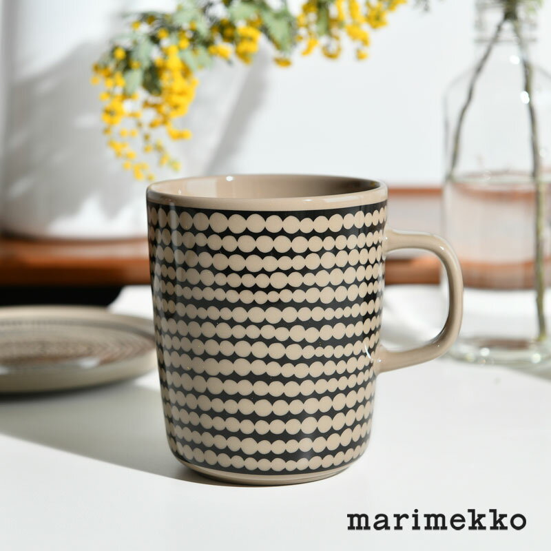 マリメッコ マグカップ 250ml シルトラ プータルハ ラシィマット ブラック×テラ ドット柄 marimekko Siirtolapuutarha Rasymatto おしゃれ 人気のサムネイル