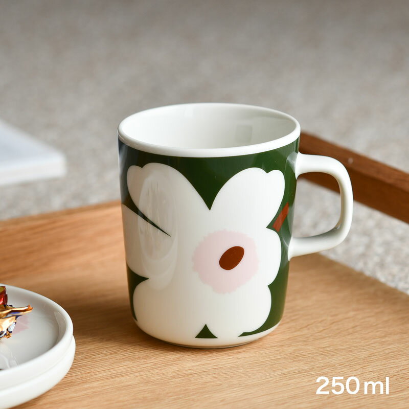 マリメッコ 日本限定 マグカップ 250ml ユフラ ウニッコ グリーン×ホワイト×ピンク marimekko Juhla Unikko おしゃれ かわいい 人気 ホワイト×ダークグリーン ダークグリーン×ライトピンク 送料無料 _msfのサムネイル