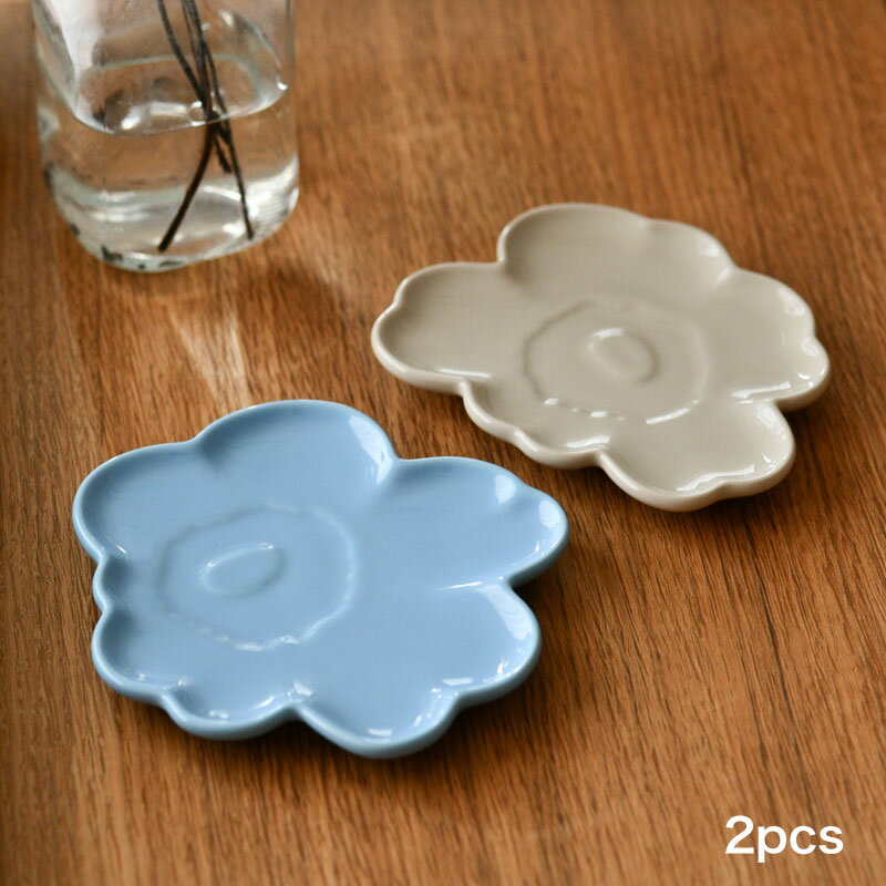 マリメッコ プレート 13cm 2個セット ウニッコ ライトブルー×アイボリー marimekko UNIKKO お皿 おしゃれ 大人気 送料無料