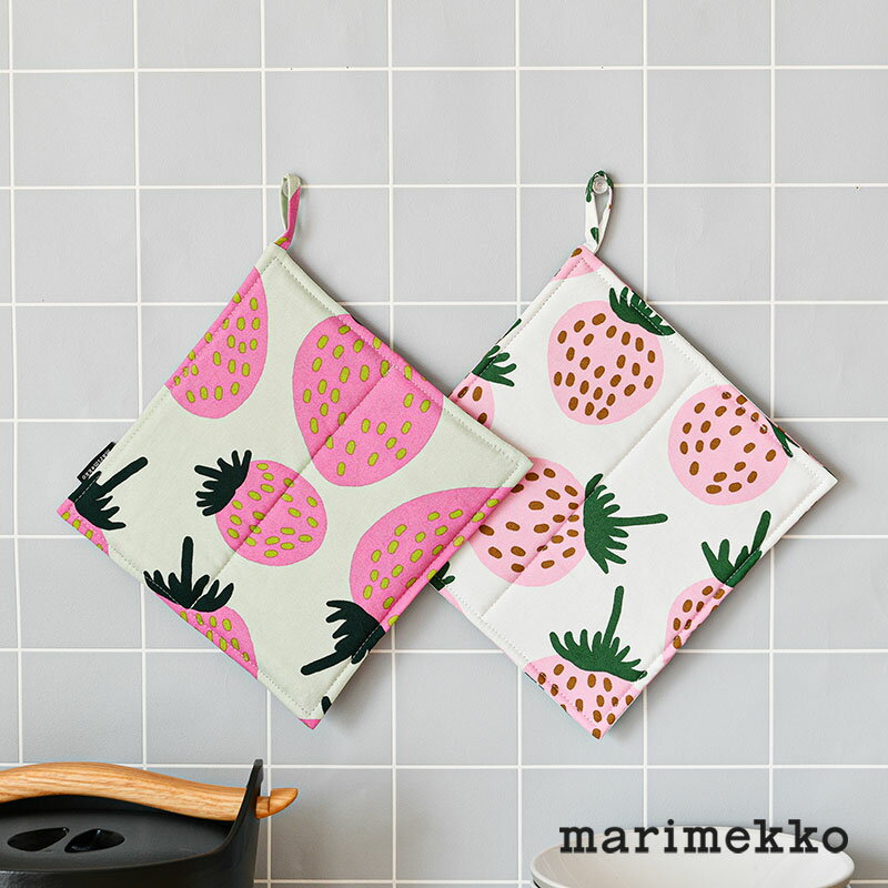 マリメッコ ポットホルダー ピエニ マンシッカ ピンク グリーン ホワイト marimekko Pieni Mansikka おしゃれ 大人気のサムネイル
