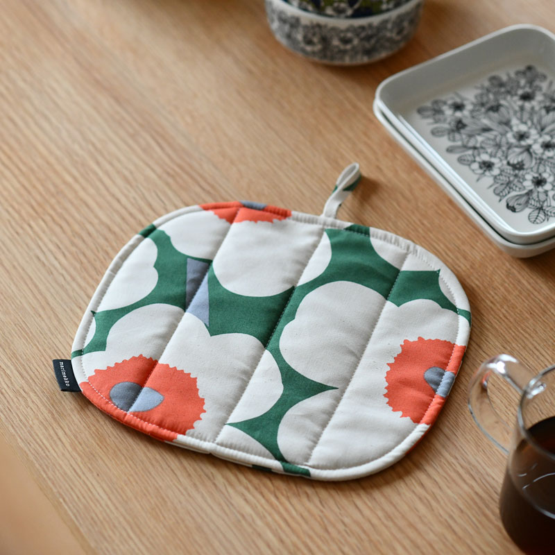 マリメッコ ポットホルダー ピエニ ウニッコ コットン×グリーン×オレンジ marimekko Pieni Unikko グリーン×オレンジ おしゃれ かわいい 人気