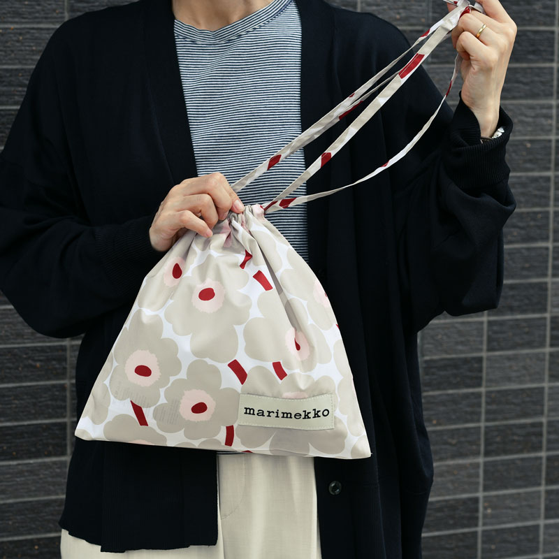 マリメッコ ポーチ 巾着袋 ミニ ウニッコ ライトグレー×ピンク 日本限定 marimekko Mini Unikko All Purpose bag おしゃれ かわいい 人気のサムネイル