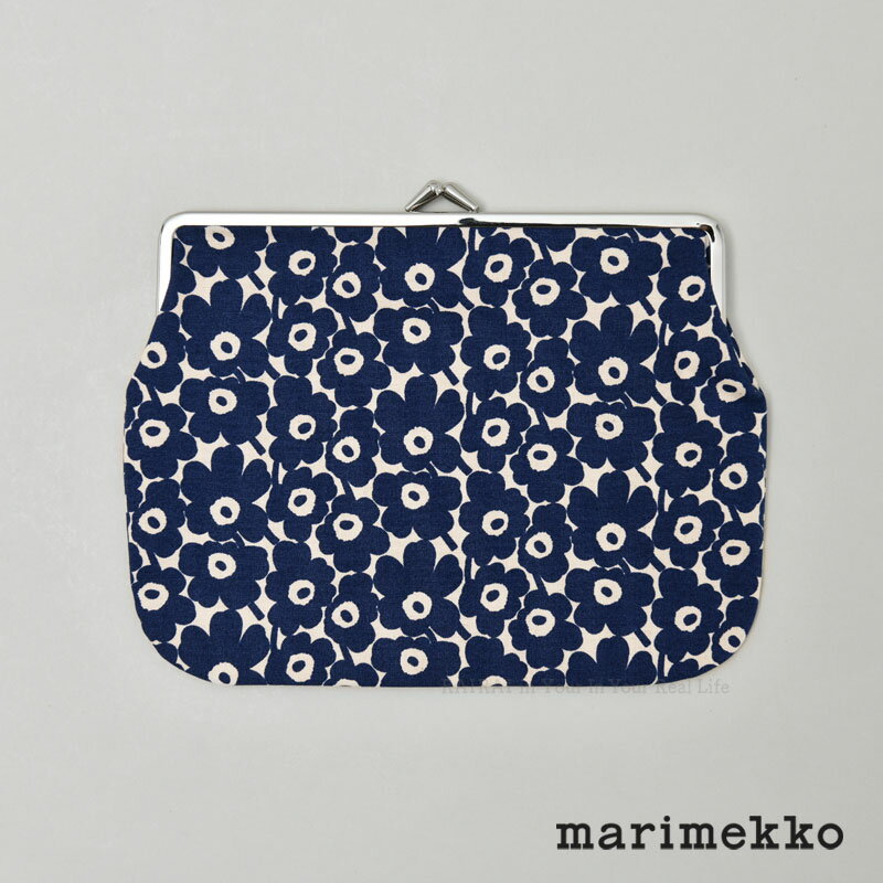 【セール40%OFF】 マリメッコ がま口 ポーチ ピックイネン ウニッコ コットン×ダークブルー marimekko Pikkuinen Unikko Puolikas Kukkaro おしゃれ レトロ _ms40のサムネイル