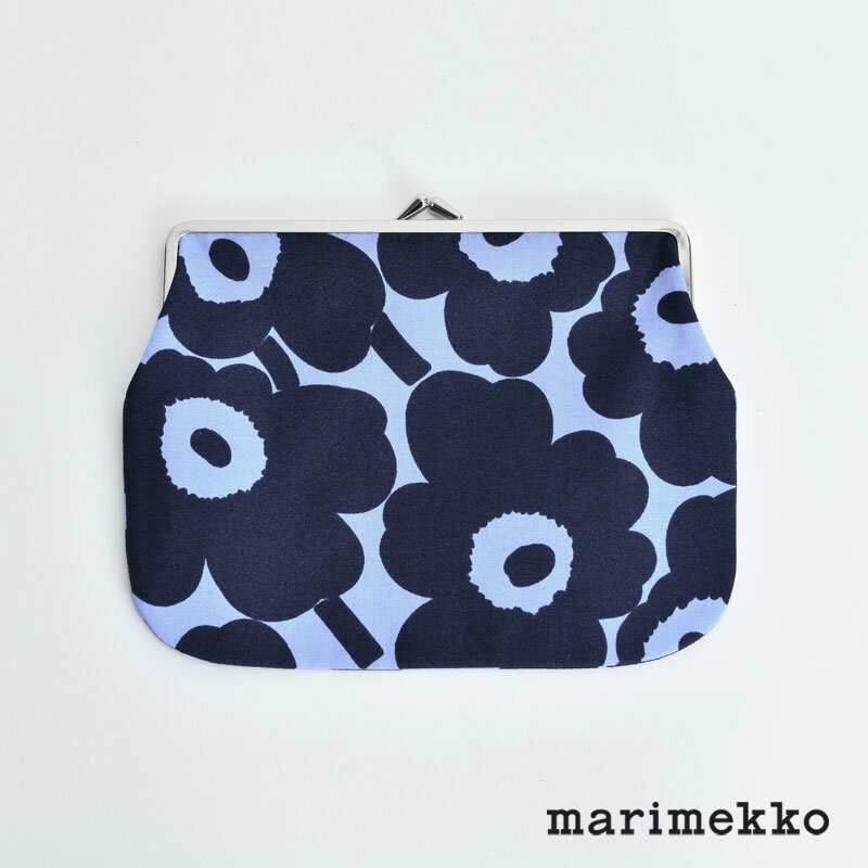 マリメッコ がま口 ポーチ ミニ ウニッコ ライトブルー×ダークブルー marimekko Mini Unikko Puolikas Kukkaro 水色 紺 おしゃれのサムネイル